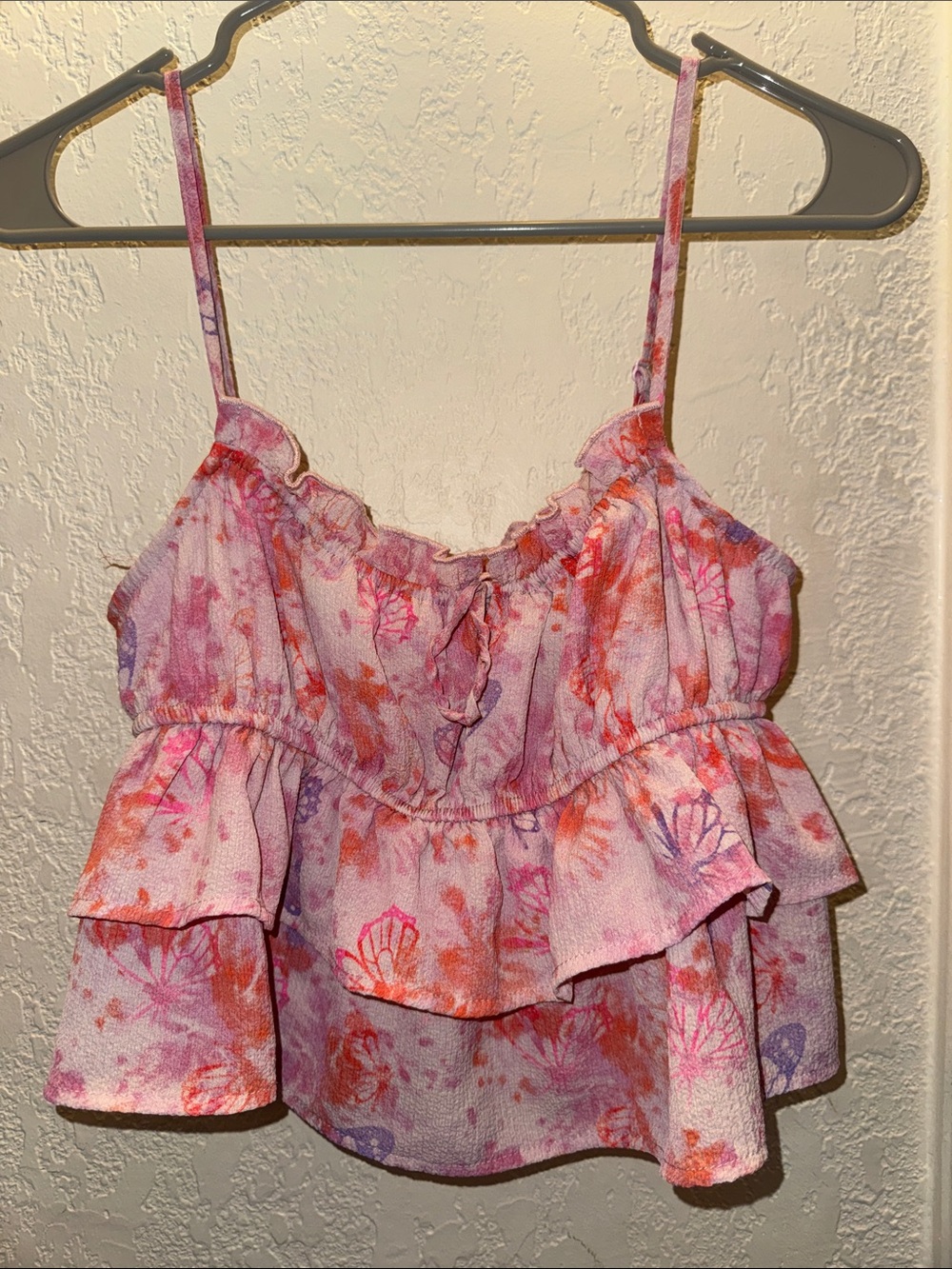 wild fable Pink & Orange Floral Ruffle Camisole
